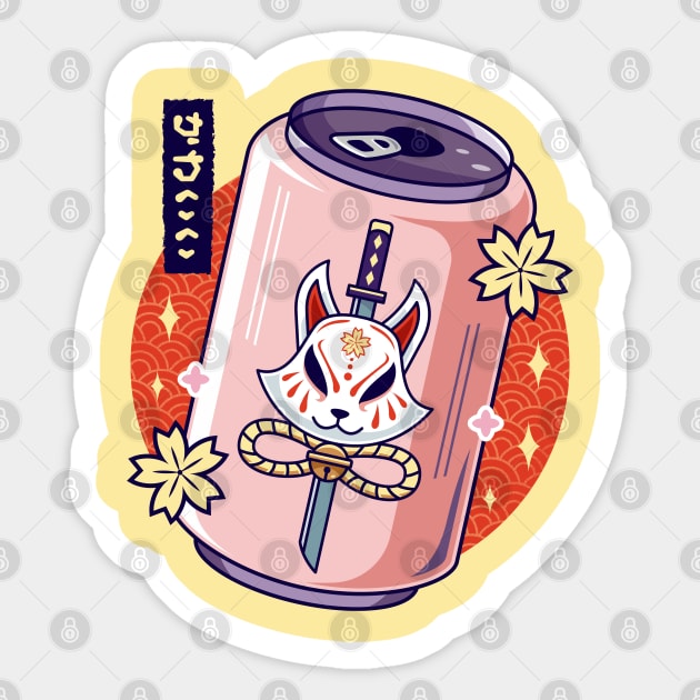 Kitsune Kawaii Aesthetic Soda Kitsune Sticker Teepublic